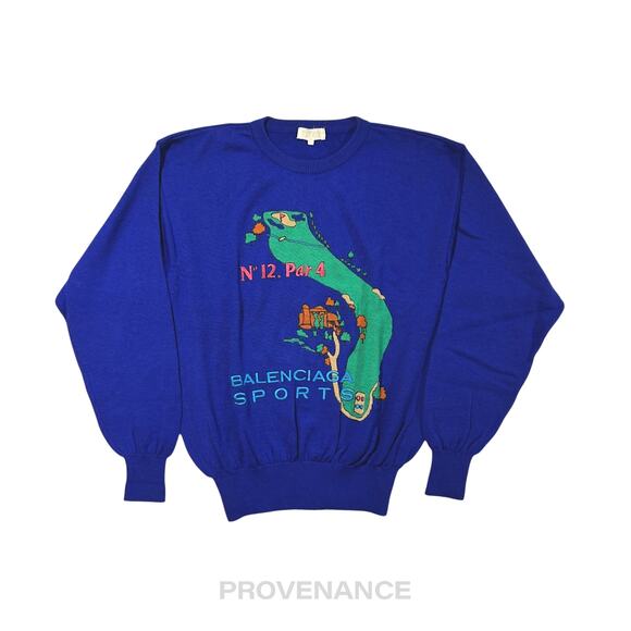🔴 Balenciaga Sports Golf Crewneck Wool Sweatshirt - Blue L - Picture 1 of 10